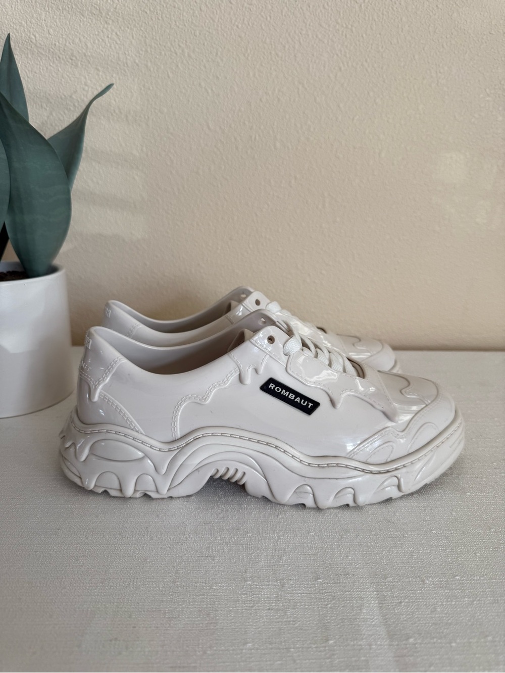 Melissa Rombaut White Rubber Chunky Platform Sneaker for Women US 6-6.5